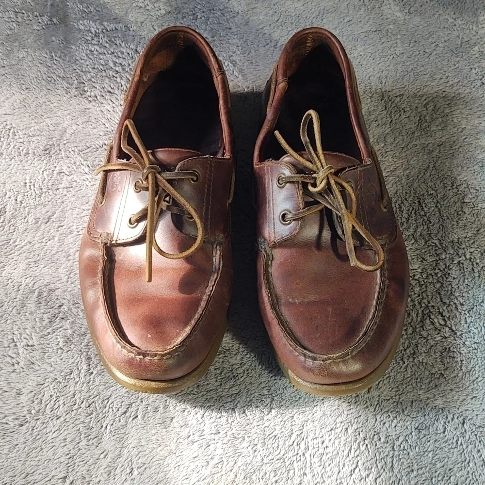 .Timberland Chestnut Brown Leather Boat Shoes Sz 10